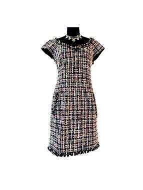 MUSE ~ Black/Multi-Colored Tweed Dress /Functional Pockets Lined size 6